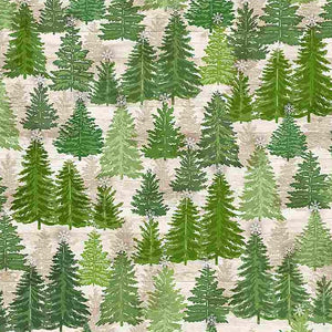 Comfort and Joy Quilt Fabric, Timeless Treasures, Pine Trees on Wood