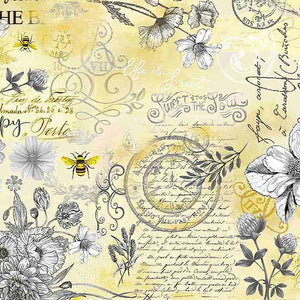 Queen Bee Old Fashion Text Fabric by Timeless Treasures