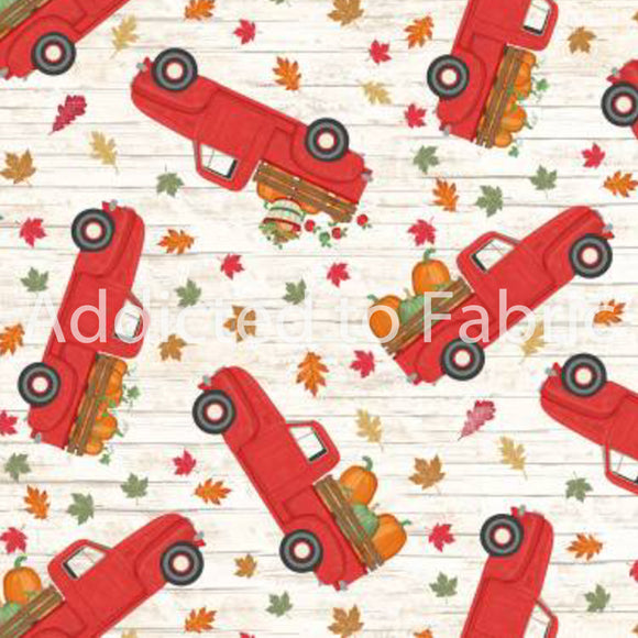 Happy Fall Y'all Trucks with Pumpkins Thanksgiving Fabric by Timeless Treasures