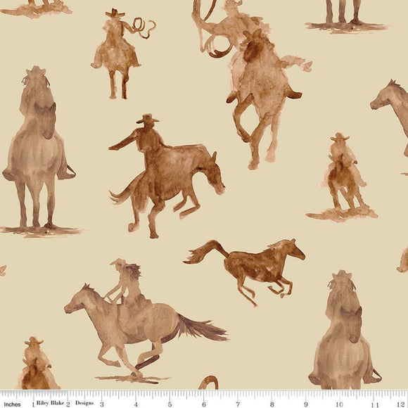 Ride the Range Main Cream Fabric by Riley Blake Designs, Western, Cowboys, Rodeo