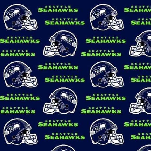 Seattle Seahawks Fabric by the Yard or Half Yard, Licensed NFL Cotton Fabric