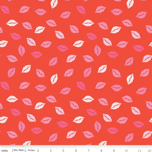 Sending Love Kisses Valentine's Day Fabric by Riley Blake Designs, Red, Cotton