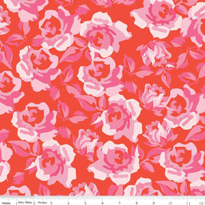 5" x 44" Sending Love Roses on Red Valentine Quilt Fabric by Riley Blake Designs
