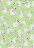 Silly Sheep Fabric by Santee, Lamb, Fabric Traditions, Green, Cotton