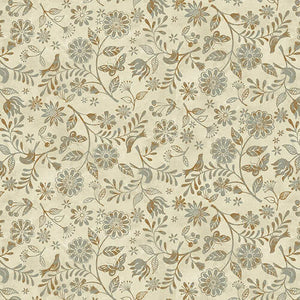 Le Poulet Fabric by Studio E, Small Wildflowers on Cream Cotton Fabric