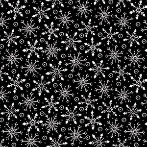 All That Glitters Is Snow Fabric by Blank Quilting, Snowflakes on Black