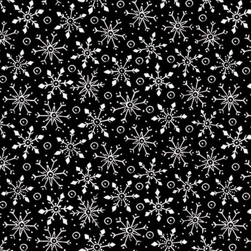 All That Glitters Is Snow Fabric by Blank Quilting, Snowflakes on Black