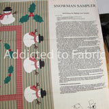 Wamsutta "Snowman Sampler" Fabric Panel, Christmas Wall Hanging Panel