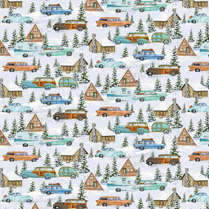 Snowy Woods Fabric by Henry Glass, Cars, Campers and Cabins