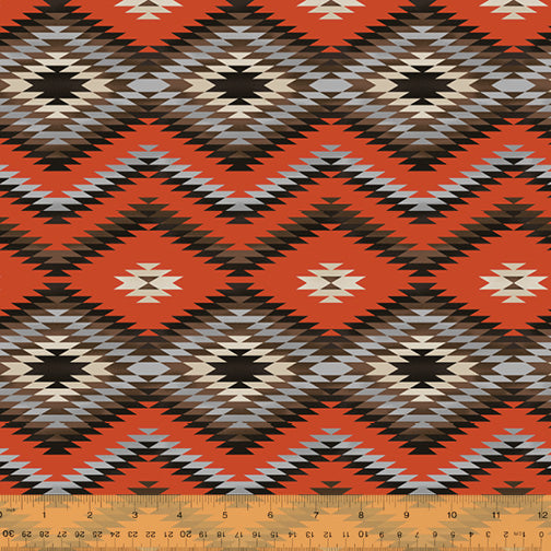 Spirit Trail Cotton Fabric by Windham, Copacati Red, Southwestern, Native American
