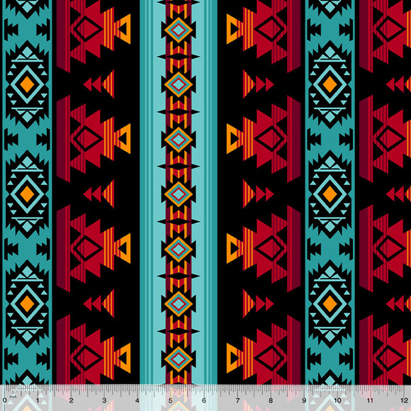 Spirit Trail Cotton/Canvas Fabric by Windham, Heirloom Black, Southwestern