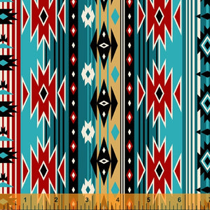 Spirit Trail Cotton Fabric by Windham, Rudy Turquoise, Southwestern, Navajo