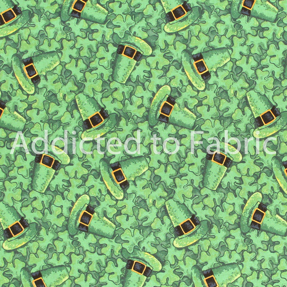 St. Patrick's Day Fabric, Clovers and Leprechaun Hats