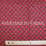 28" x 44" Kringle Checkered Fabric by Susan Jill Hall, Christmas Fabric