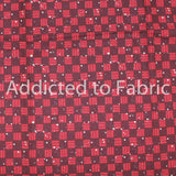 28" x 44" Kringle Checkered Fabric by Susan Jill Hall, Christmas Fabric