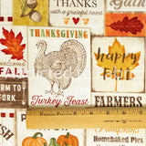 9" x 44" Natural Thanksgiving Fabric by Timeless Treasures, Fall Autumn Pumpkin