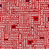 18" x 44" United State Names, USA Red Fabric by, Studio E, USA Words