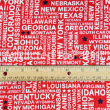 18" x 44" United State Names, USA Red Fabric by, Studio E, USA Words