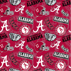 8" x 44" University of Alabama Fabric, Crimson Tide Fabric