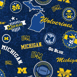 9" x 44" University of Michigan Wolverines Fabric, Home State