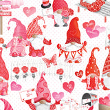 Be My Gnomie Valentine's Day Fabric by Benartex, Valentine Valley White