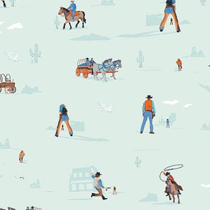 Wanted High Noon Fabric by Dear Stella, Small Print Western Fabric, Cowboys