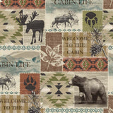 Welcome to the Cabin Fabric by Michael Miller, Cabin Life Patch, Moose, Bears