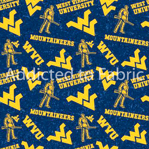 8" x 44" West Virginia University Mountaineers Fabric, WVU