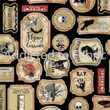 Wicked Eve Spooky Labels Halloween Fabric by Timeless Treasures