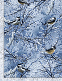 Winter Chickadees Bird Fabric by Timeless Treasures