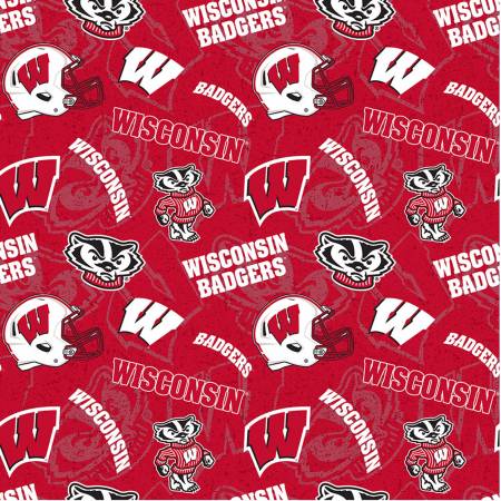 University of Wisconsin Badgers Fabric by the Yard, Licensed NCAA fabric