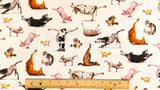 14" x 44" Yoga is for Everyone Fabric by Elizabeth's Studio, Cream, Farm Animals