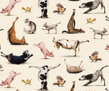 14" x 44" Yoga is for Everyone Fabric by Elizabeth's Studio, Cream, Farm Animals