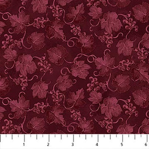 24" x 44" You Had Me at Wine Fabric by Northcott, Burgundy Grapevine Blend