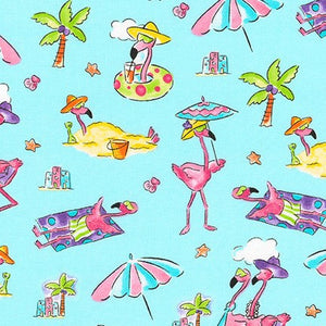 16" x 44" Flamingo Beach Quilt Fabric by Robert Kaufman, 100% Cotton